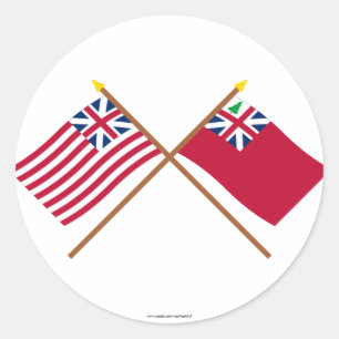 Crossed Grand Union Flag and Pine Tree Red Ensign Classic Round Sticker