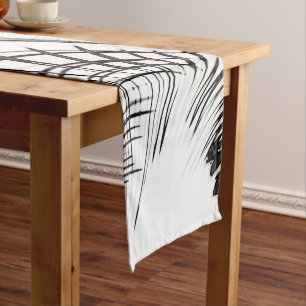 Crossed grey lines remind us of drawings of claw short table runner