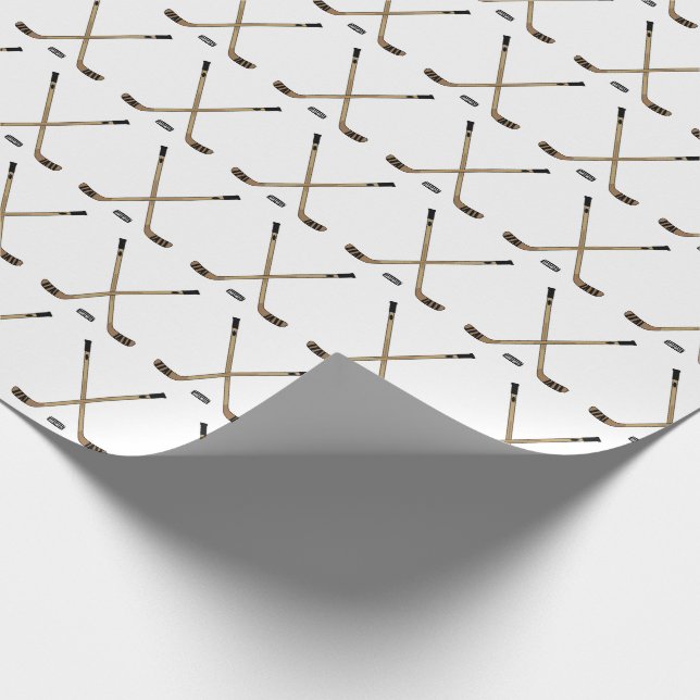 Crossed Hockey Sticks and Puck Wrapping Paper (Corner)