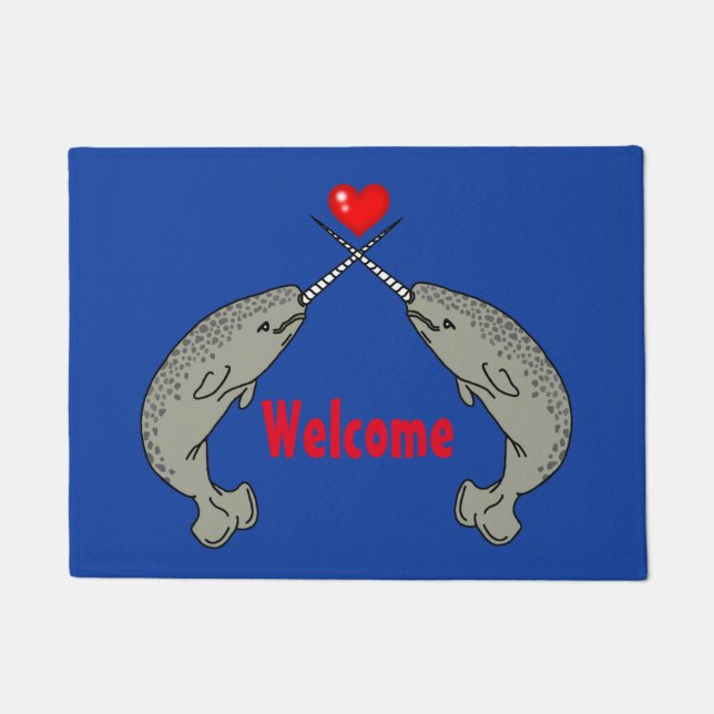Crossed Horn Narwhal Welcome Doormat (Front)