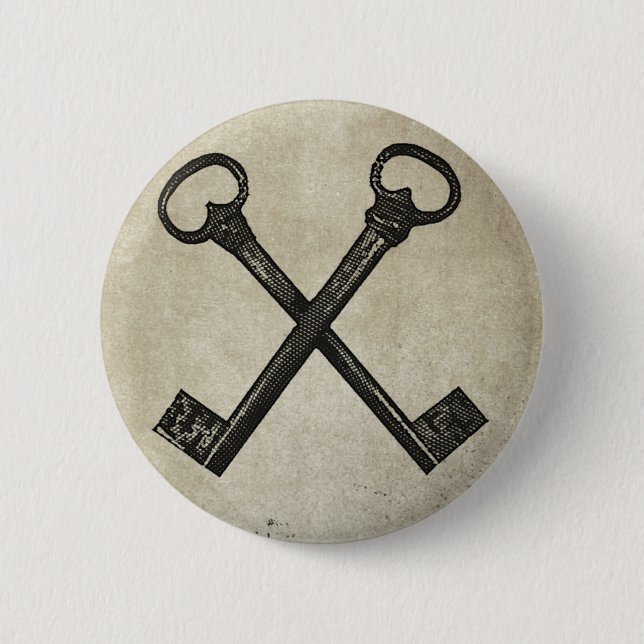 Crossed keys 6 cm round badge (Front)