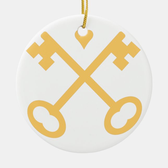 Crossed Keys Ceramic Ornament (Front)