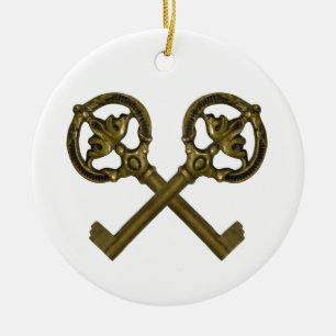 crossed keys ceramic tree decoration