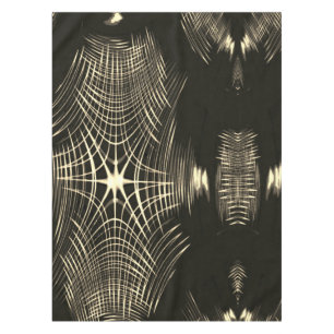 Crossed khaki lines that are repeated in wave tablecloth