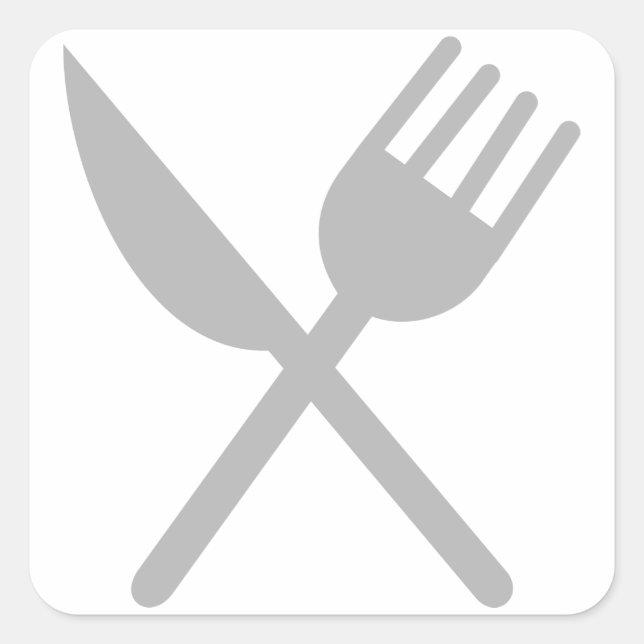 Crossed Knife and Fork Square Sticker (Front)