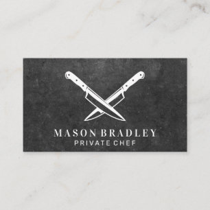 Crossed Knives Slate Business Card