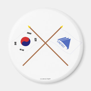 Crossed Korea and Taegu Flags Magnet