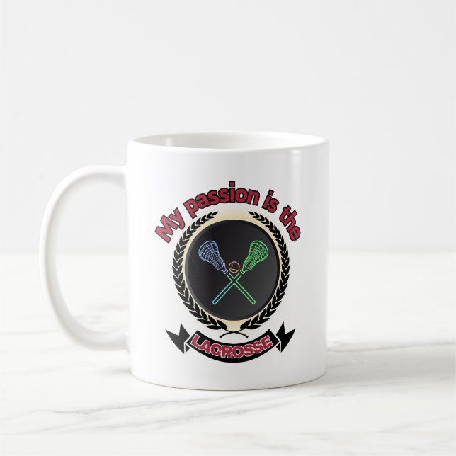 Crossed Lacrosse Sticks Ball Passion Sport Game Coffee Mug (Left)