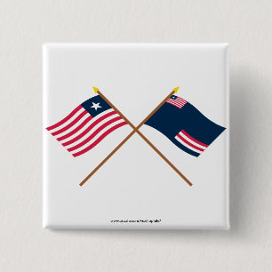 Crossed Liberia and Grand Bassa County Flags 15 Cm Square Badge