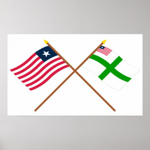 Crossed Liberia and Sinoe County Flags Poster