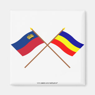 Crossed Liechtenstein and Ruggell Flags Magnet