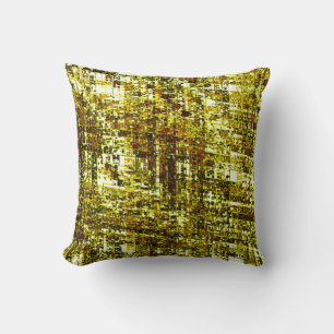 Crossed lines and ochre yellow square notch cushion