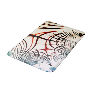 Crossed lines of varied colours in light backgroun bath mat