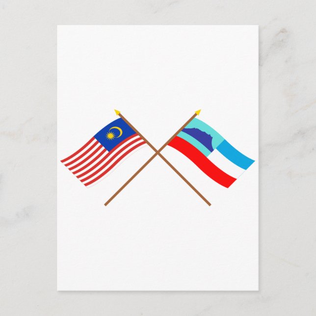 Crossed Malaysia and Sabah flags Postcard (Front)