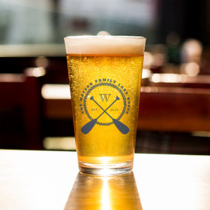 Crossed Paddles Lake House Add Family Name Glass