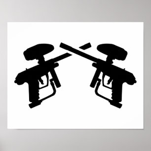 Crossed paintball weapon poster