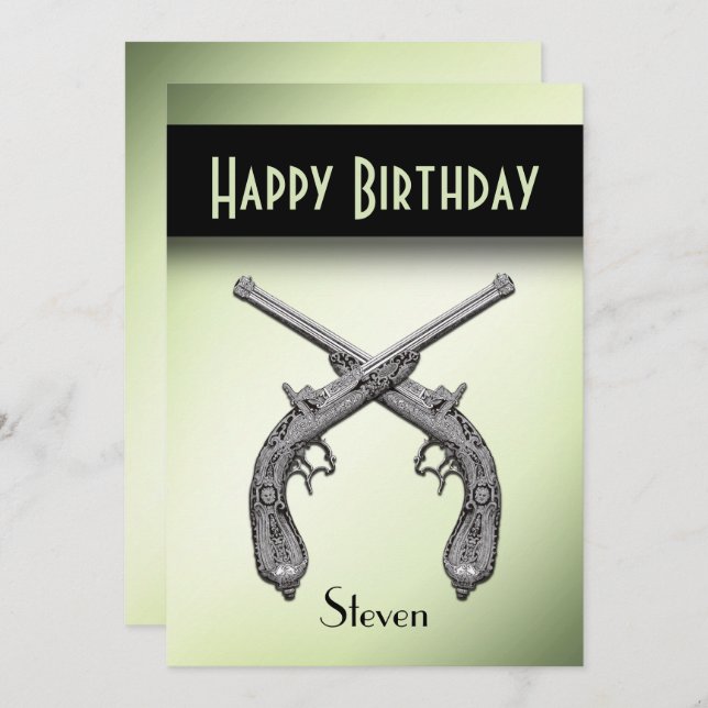 Crossed Pistols Birthday Party Invitation (Front/Back)