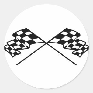 Crossed Racing Flags Classic Round Sticker