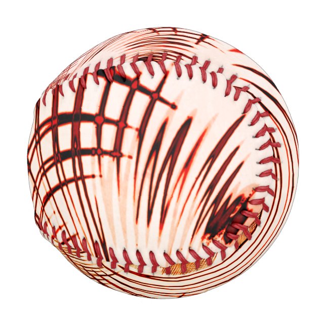 Crossed red and brown curves with aged effect baseball (Front Right)