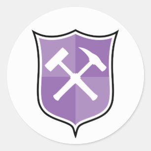 Crossed Rock Hammer Shield Classic Round Sticker