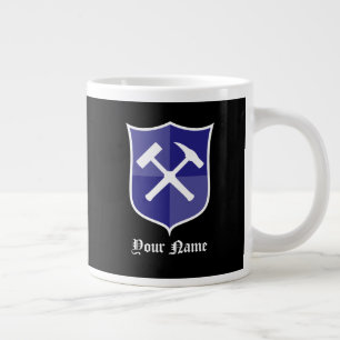 Crossed Rock Hammer Shield- Personalised Large Coffee Mug