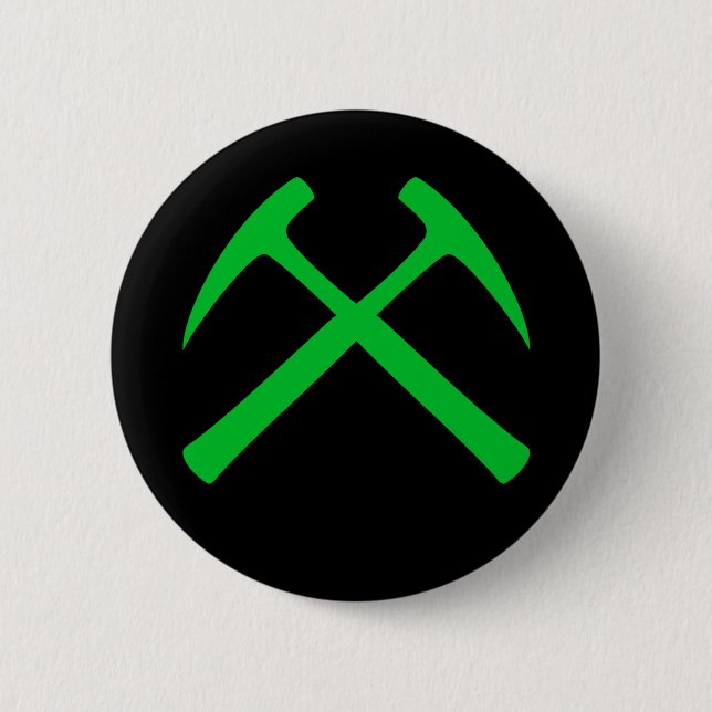 Crossed Rock Hammers Button (Front)