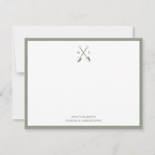 Crossed Spades Logo with Monogram Mens Note Card