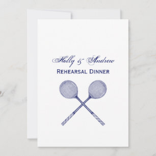 Crossed Squash Racquets Blue Invitation