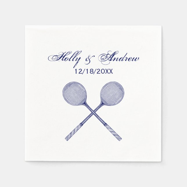 Crossed Squash Racquets Blue Napkin (Front)