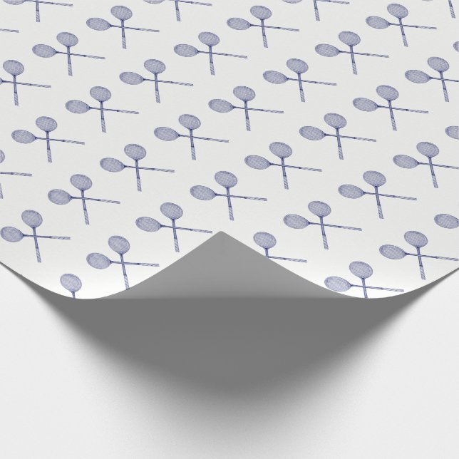 Crossed Squash Racquets Blue Wrapping Paper (Corner)