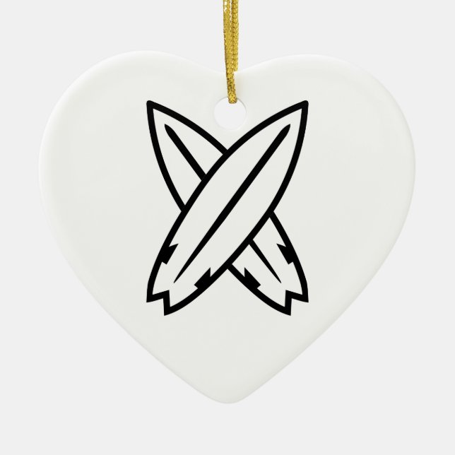 Crossed surfboards ceramic ornament (Front)