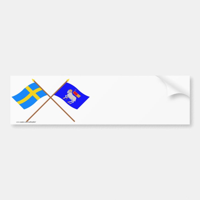 Crossed Sweden and Gotlands län flags Bumper Sticker (Front)