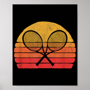 Crossed Tennis Racquets Retro 80s Sun Vintage Grap Poster