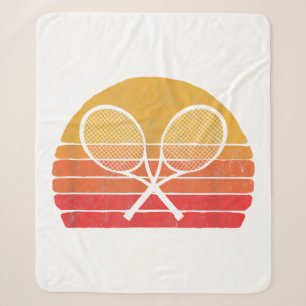 Crossed Tennis Racquets Retro 80s Sun Vintage Grap Sherpa Blanket