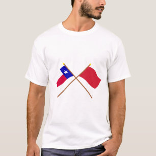 Crossed Texas and Alabama Red Rovers Flags T-Shirt