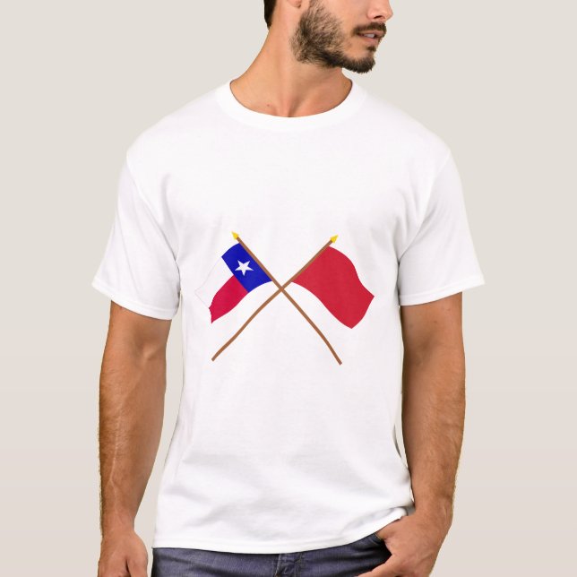 Crossed Texas and Alabama Red Rovers Flags T-Shirt (Front)