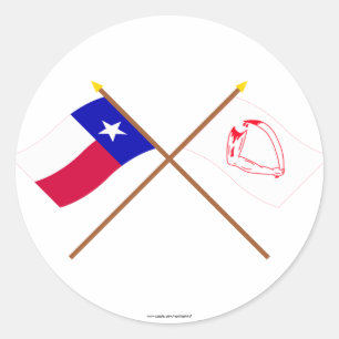 Crossed Texas and  Goliad Flags Classic Round Sticker