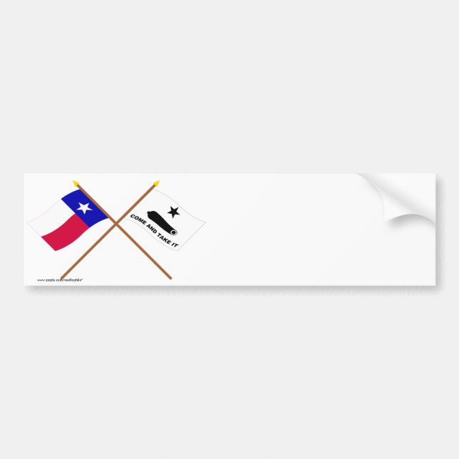Crossed Texas and  Gonzales Flags Bumper Sticker (Front)
