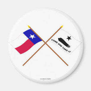 Crossed Texas and  Gonzales Flags Magnet