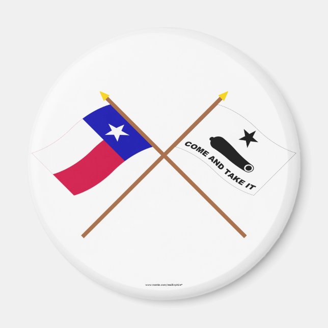 Crossed Texas and  Gonzales Flags Magnet (Front)