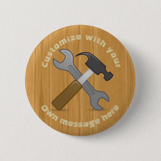 Crossed Tools Icon Custom Text 6 Cm Round Badge (Front)