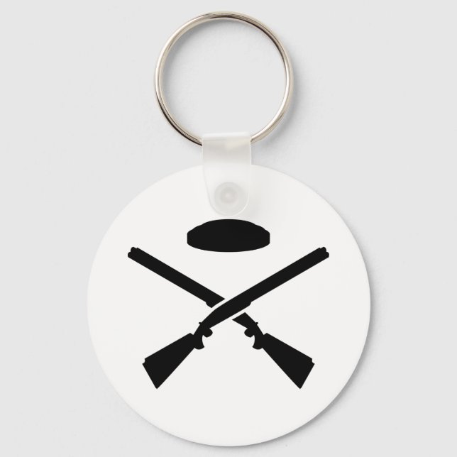 Crossed trap shooting shotguns key ring (Front)
