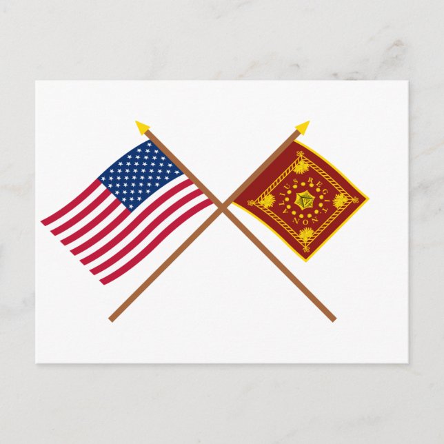 Crossed US and Pulaski Flags Postcard (Front)