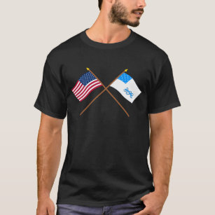 Crossed US and Rhode Island 1st Regiment Flags T-Shirt