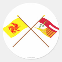 Crossed Walloon and Liège Flags