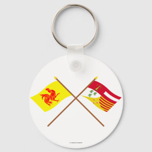 Crossed Walloon and Liège Flags Key Ring