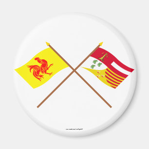 Crossed Walloon and Liège Flags Magnet