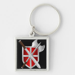 Crossed Weapons on Shield Key Ring
