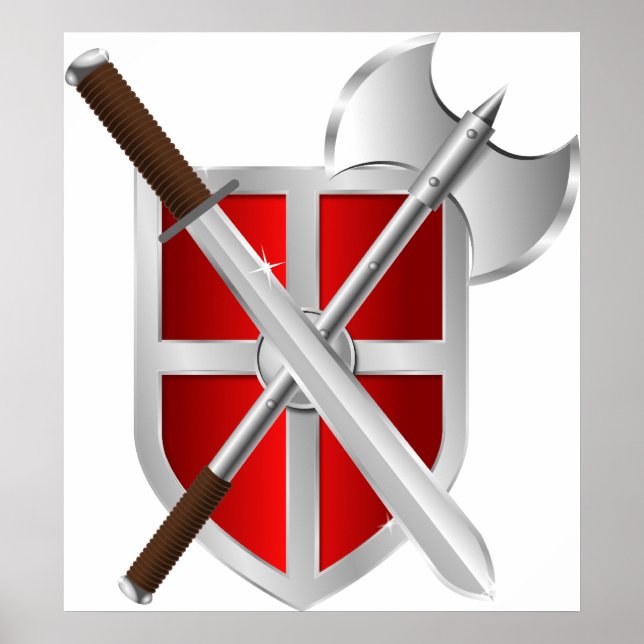 Crossed Weapons on Shield Poster (Front)