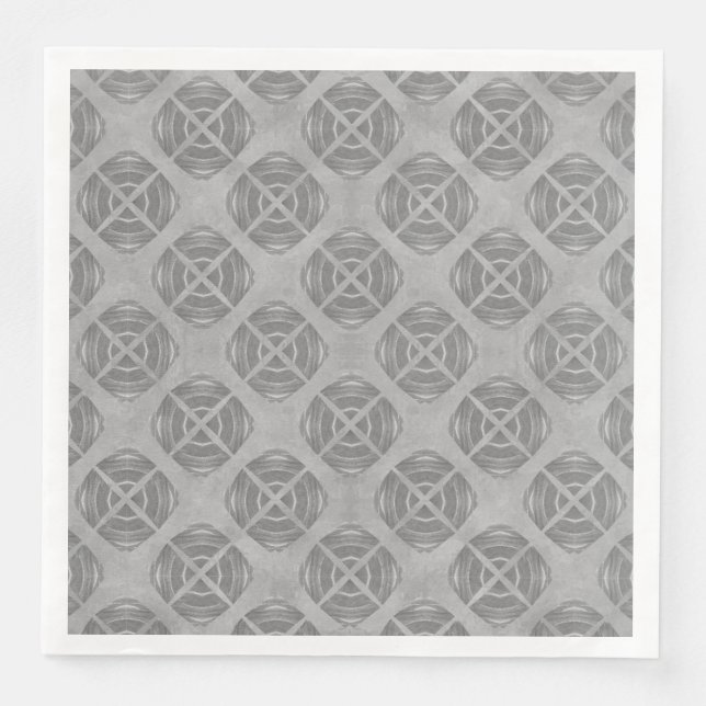 Crosses and Circles Grey Geometric Pattern Napkin (Front)